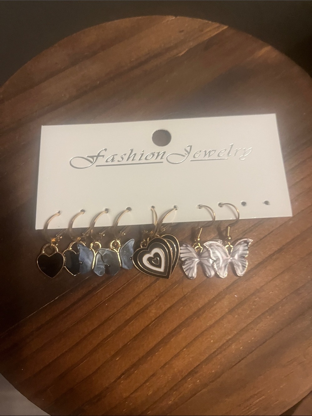 Fashion Brand Company Gold and Black Heart & Butterfly Earring Set